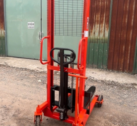 Xe nâng tay cao tải 1 tấn nâng cao 1m6 chế 4 bánh lớn, tay kéo