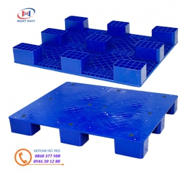 Pallet nhựa 497C một mặt liền khối 9 chân